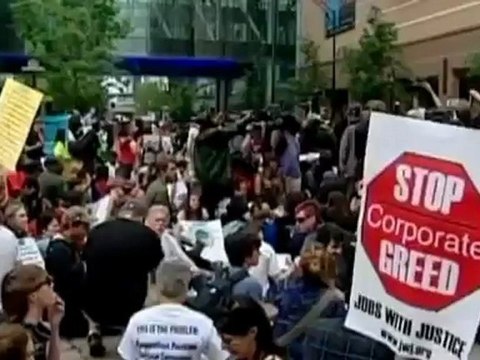 Hundreds Gather to Protest Bank of America Shareholder's Meeting and the 1%