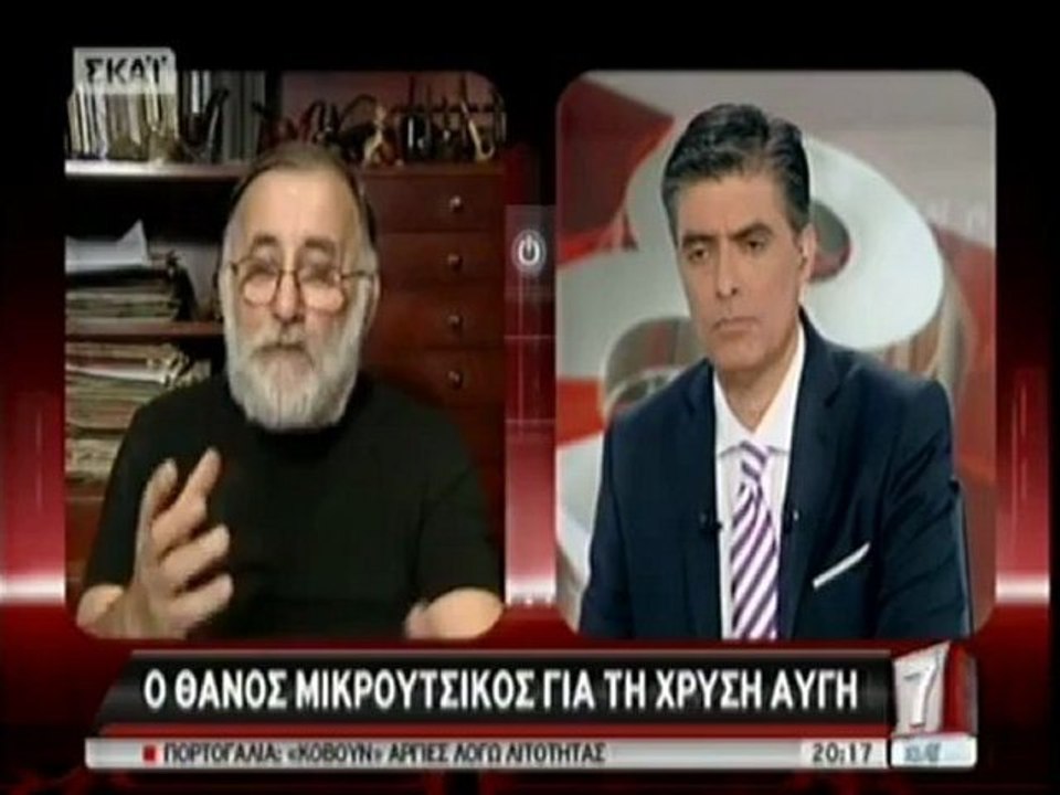 Θάνος Μικρούτσικος  "Η Χρυσή Αυγή είναι μια οργάνωση στρατιωτικού τύπου "