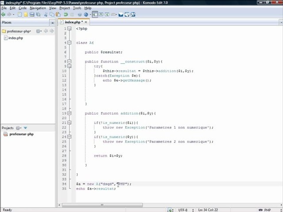POO PHP - CLASS - Les Exceptions - Apprendre PHP avec Professeur-PHP.com