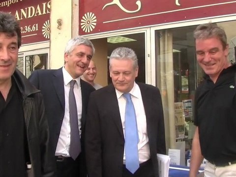 Hervé Morin, Président du Nouveau Centre, en visite à Carcassonne, pour soutenir la candidature aux législatives de Jean-François Daraud.