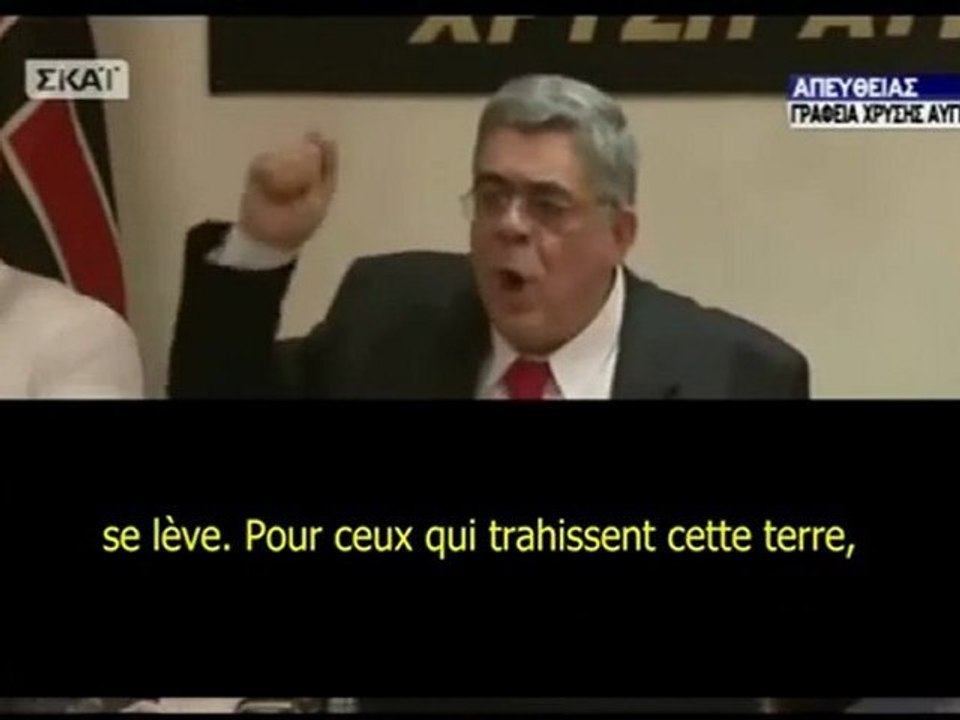 Discours de Nikólaos Michaloliákos, Président du Mouvement Populaire National "Aube Dorée" le soir du résultat des élections