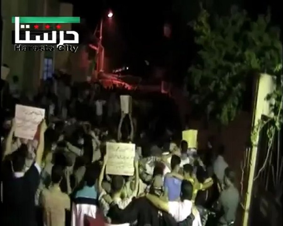 فري برس ريف دمشق حرستا مسائية رائعة مسجد البركات  10 5 2012 Damascus