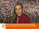 Women celebrate in Tripoli's Martyrs' square