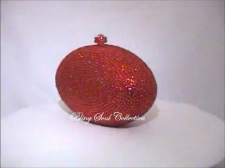 Red Crystallized Round Clutch Purse