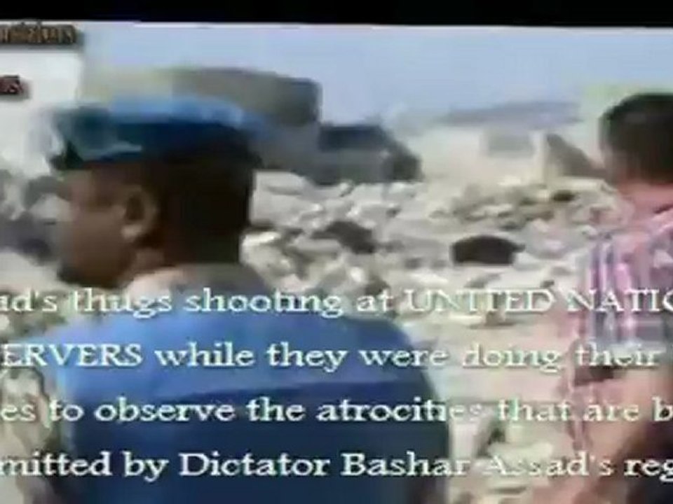 فري برس Syria  Hama  Mashaa Arbeen May 9 2012 Assad's thugs shooting at UNITED NATIONS OBSERVERS