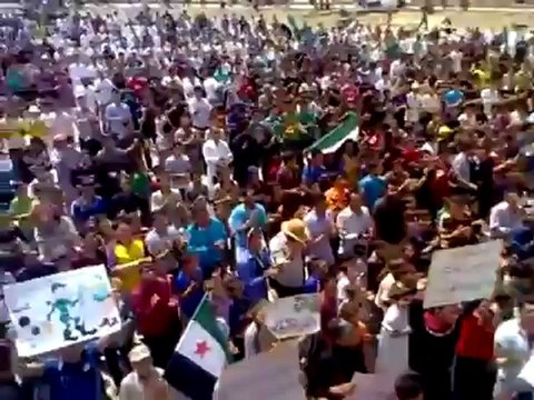 Syria فري برس إدلب بلدة الهبيط مظاهرة صباحية حاشدة تهتف بإسقاط النظام الأحد 13 5 2012 Idlib