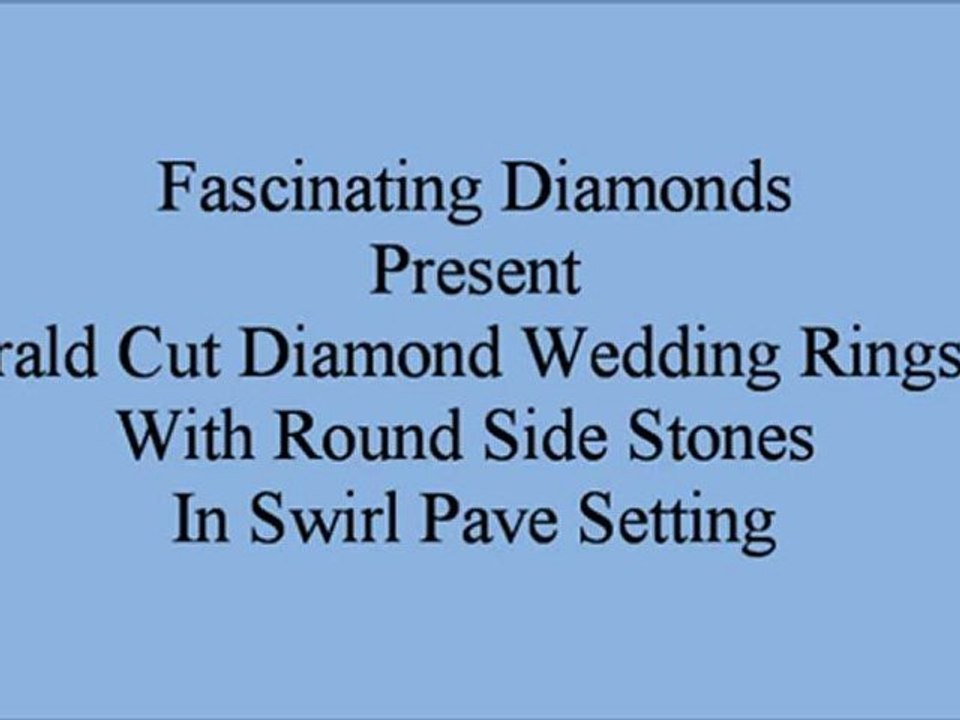 Emerald Cut Diamond Wedding Rings Set With Round Side Stones In Swirl Pave Setting FDENS3008EM