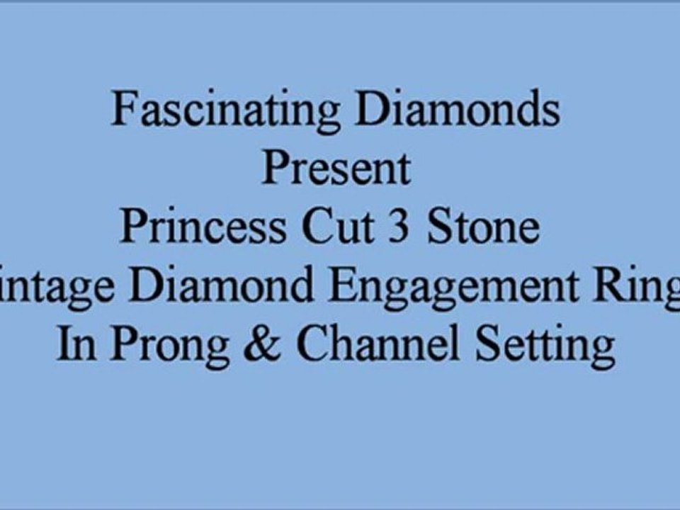 Princess Cut 3 Stone Diamond Engagement Ring Vintage In Prong & Channel Setting FDENR706PR