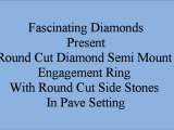 Round Cut Diamond Semi Mount Engagement Ring With Round Cut Side Stones In Pave Setting FDENS3014R-SM