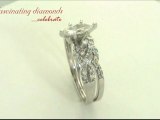 Marquise Shape Diamond Wedding Rings Set In Swirl Prong Setting FDENS3008MQ
