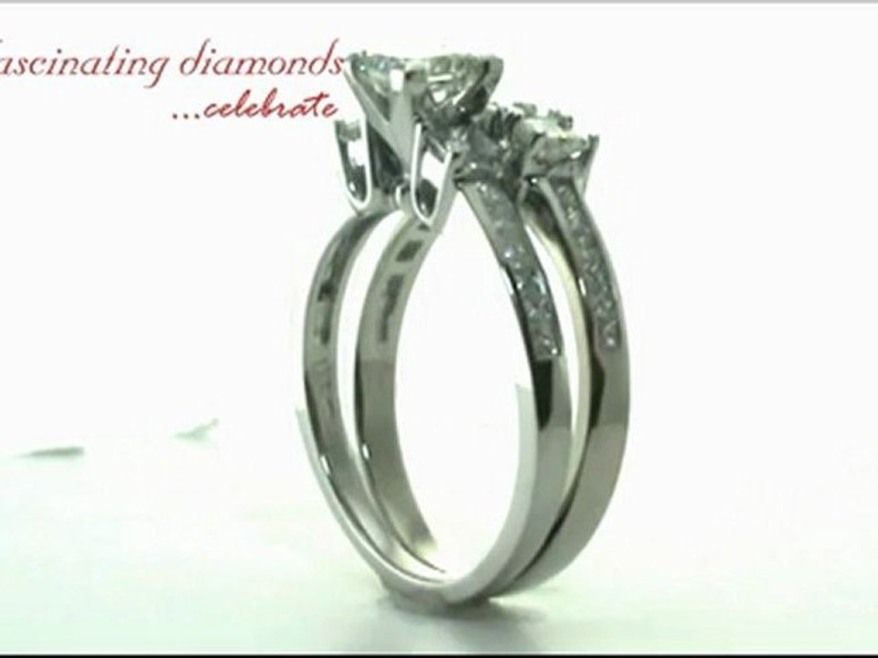 Princess Cut Three Stone Diamond Wedding Rings With Side Stone Channel Setting FDENS1021PR