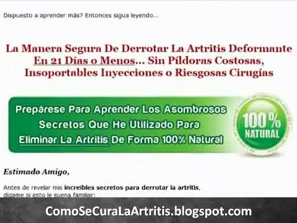Cómo Curar la Artritis en 3 semanas - Tratamiento Natural   para la Artritis