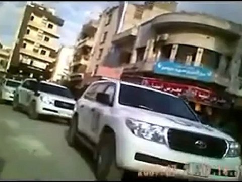 Syria فري برس إدلب المراقبين الدوليين برفقة الشبيحة و الجيش 14 5 2012 Idlib