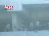 Syria فري برس  ريف دمشق دوما لقطة لقناصي برج الموت وهم يتآمرون على الشعب الاعزل 14 5 2012 Damascus