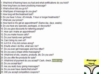 Questions Massage Client's Might Ask Part 1 of 4