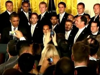 President Obama kids David Beckham during White House visit