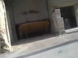 Syria فري برس ريف دمشق مدينة حمورية اخفاء الدبابة داخل محل تجاري  15 5 2012 Damascus