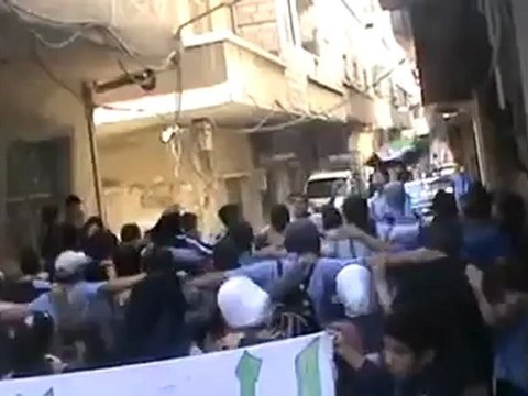 Syria فري برس دمشق الحجر الأسود مظاهرة طلابية صباحية نصرة للمناطق 15 5 2012 ج2 Damascus