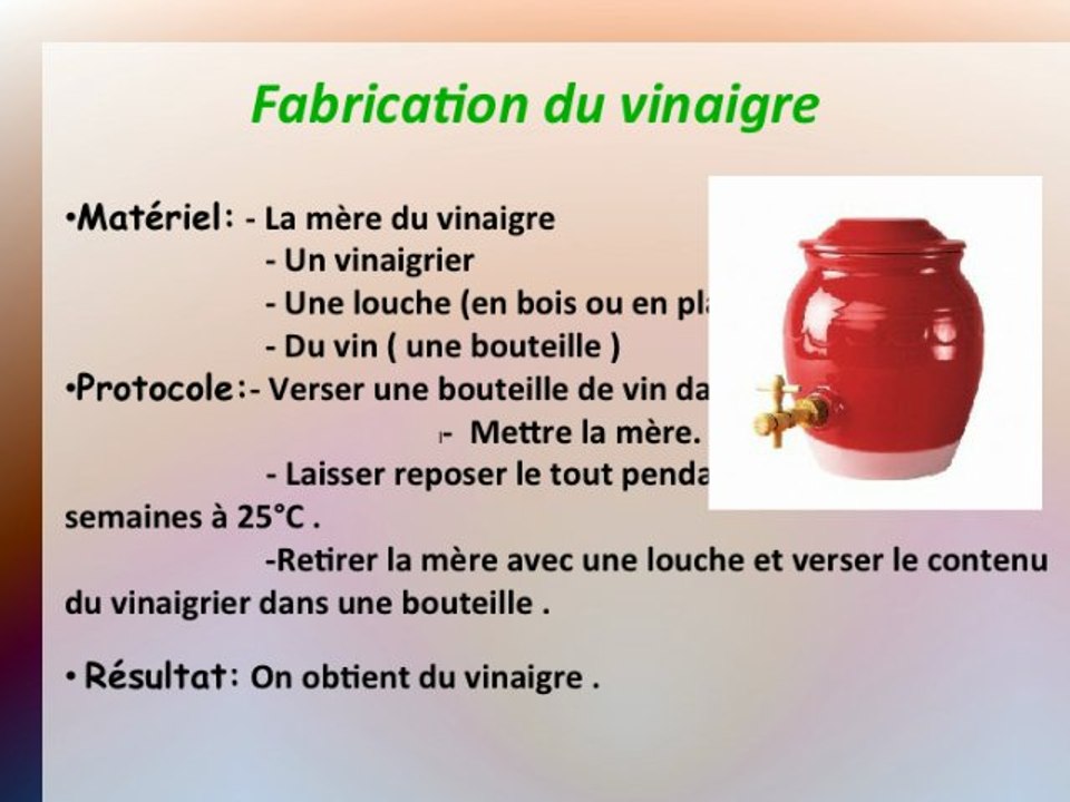 Fabrication du vinaigre