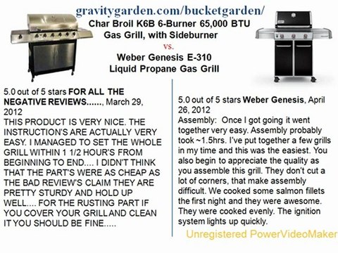 Char Broil K6B 6-Burner 65,000 BTU Gas Grill, with Sideburner vs.Weber 6511001 Genesis E-310 Liquid Propane Gas Grill, Black