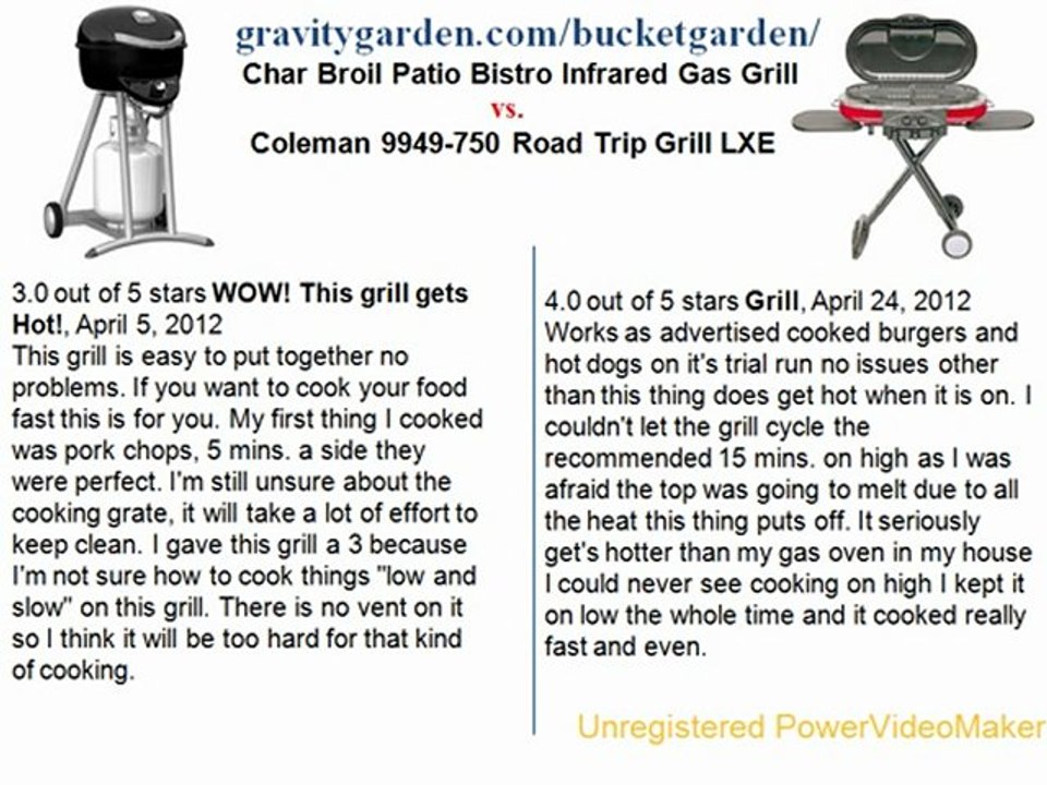 Char Broil Patio Bistro Infrared Gas Grill vs. Coleman 9949-750 Road Trip Grill LXE