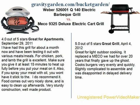 Weber 526001 Q 140 Electric Barbeque Grill VS.Meco 9325 Deluxe Electric Cart Grill, Satin Black
