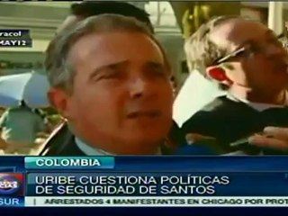 Uribe critica políticas de seguridad del gobierno de Santos