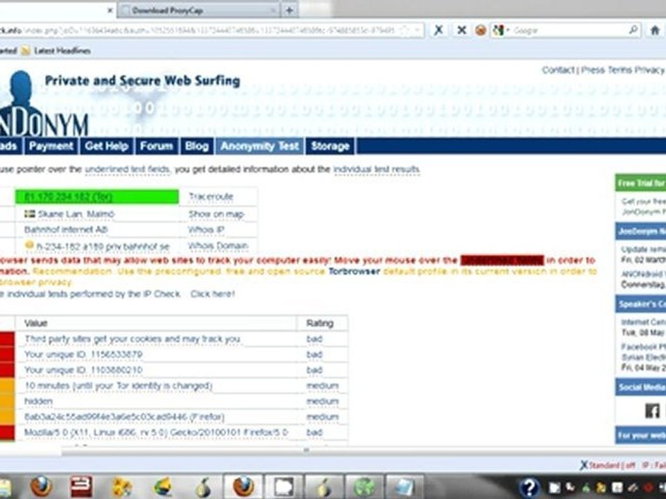 Hiding IP address from your Flash and Java applets with proxy cap and tor.