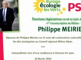 Intervention de Philippe Meirieu sur les votes culturels des élus EELV au Conseil Régional RA