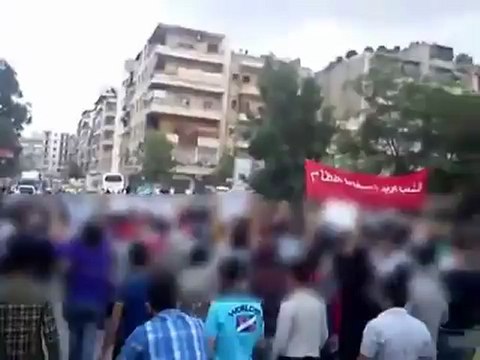 Syria فري برس حلب صلاح الدين مظاهرة انطلقت من الدوار لحي المشهد 18 5 2012 Aleppo