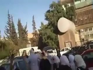 Syria فري برس دمشق مظاهرة القنوات   جامع طالوي 19 5 2012 Damascus