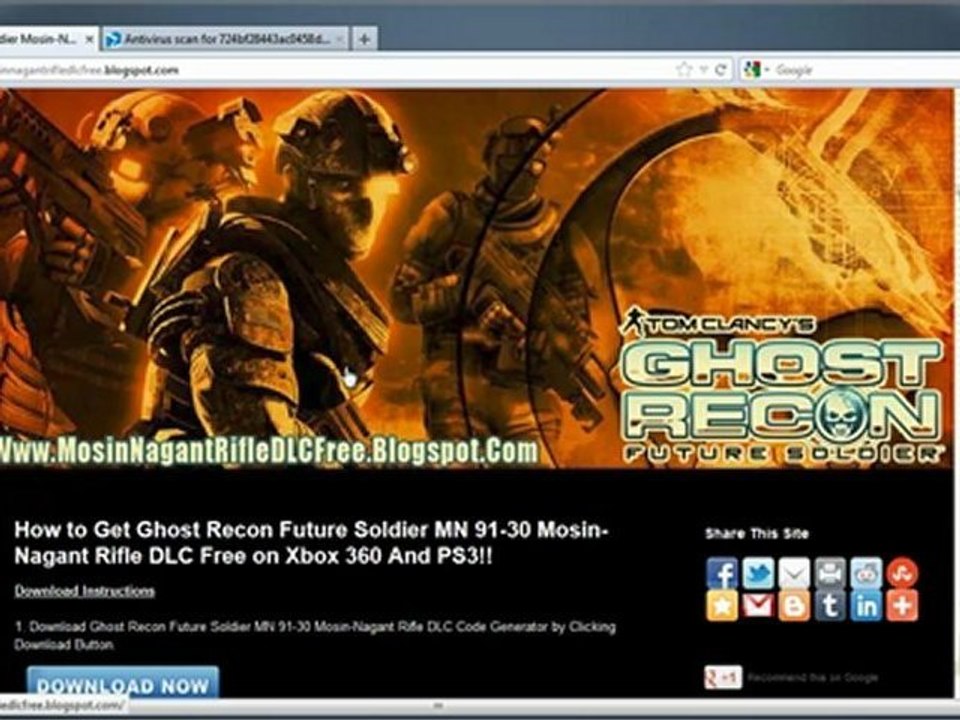 Ghost Recon Future Soldier MN 91-30 Mosin-Nagant Rifle DLC  - Free - Xbox 360 - PS3