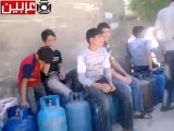 Syria فري برس ريف دمشق عربين ازمة الغاز فى المدينة 21 5 2012 Damascus