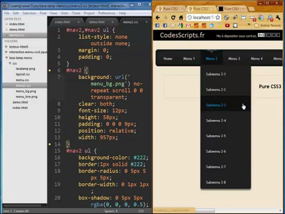 Un menu lavalamp pur CSS3