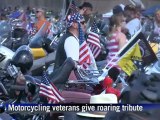 Motorcyclists give a two-wheeled tribute to war veterans