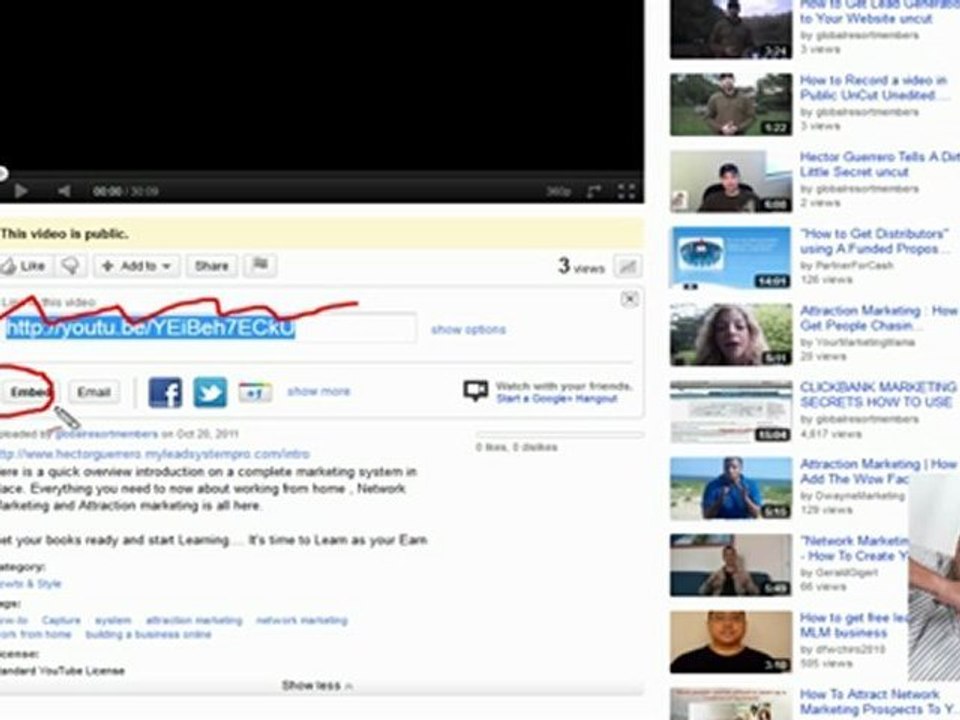 How to embed a YouTube video without oth