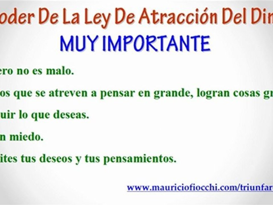 Como Aplicar La Ley De Atraccion Dinero - Ejercicios