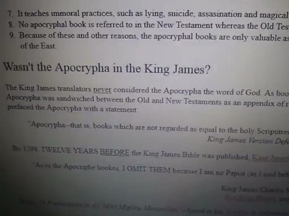 Old Video I Had On Youtube About The Apocrypha!
