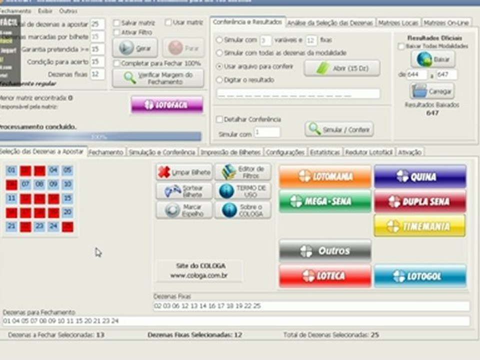 Lotofacil 14 e 15 pontos com 12 dezenas