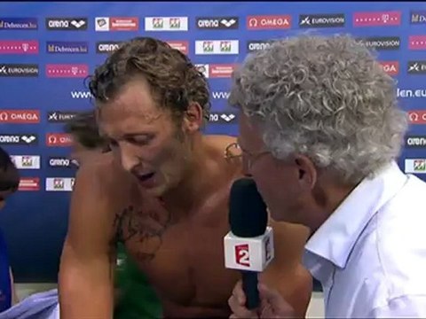 J3 - Finale 200m NL H (réaction d'Amaury Leveaux après sa 2e place) - ChE 2012