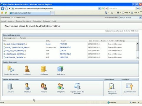Logiciel BPM WorkflowGen : Gestion des Utilisateurs
