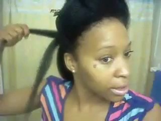 Salon hair at home_ Part 3 of 5 Flat ironing my transitioning hair
