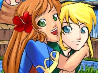 TLoZ Link's Awakening [09] Link et Marine au bord de la mer