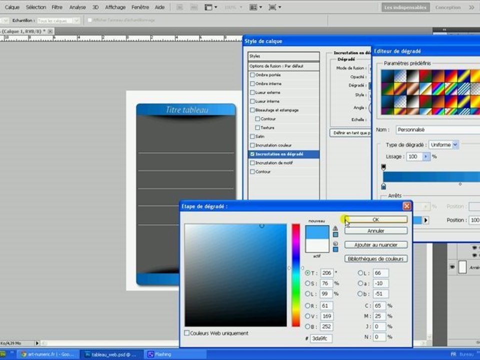 tutoriel tableau simple avec photoshop CS5