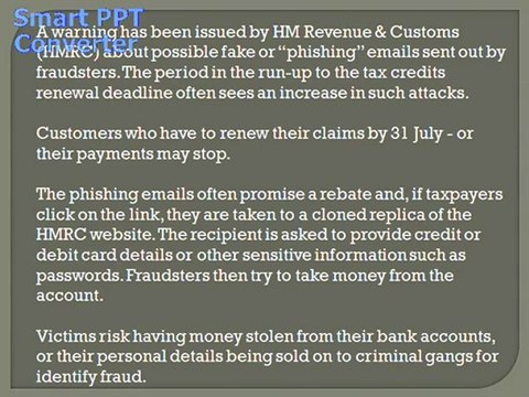 Tax credit claimants warned to beware of email scams