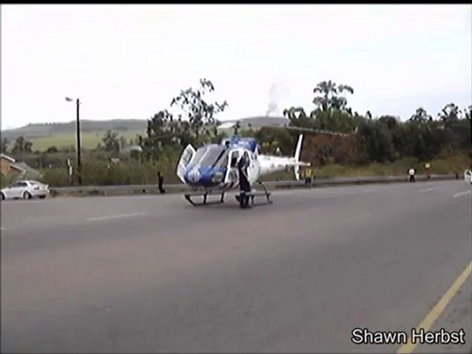 Eurocopter B2 Squirril helicopter take off from intersection