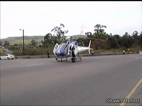 Eurocopter B2 Squirril helicopter take off from intersection