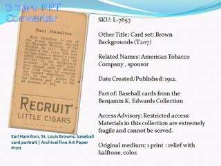 Earl Hamilton, St. Louis Browns, baseball card portrait