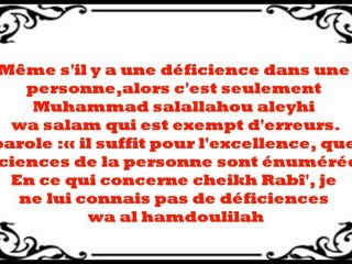 cheikh al louhaydan sur ceux qui parlent mal de cheikh rabi'