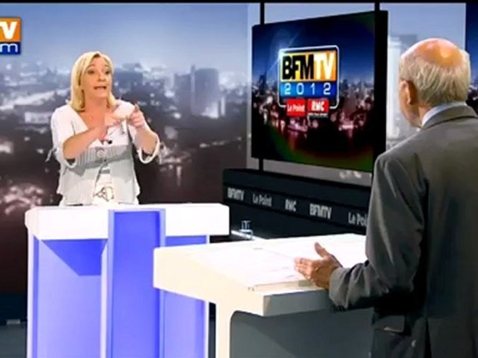 BFMTV 2012 : l'interview de Marine Le Pen par Olivier Mazerolle